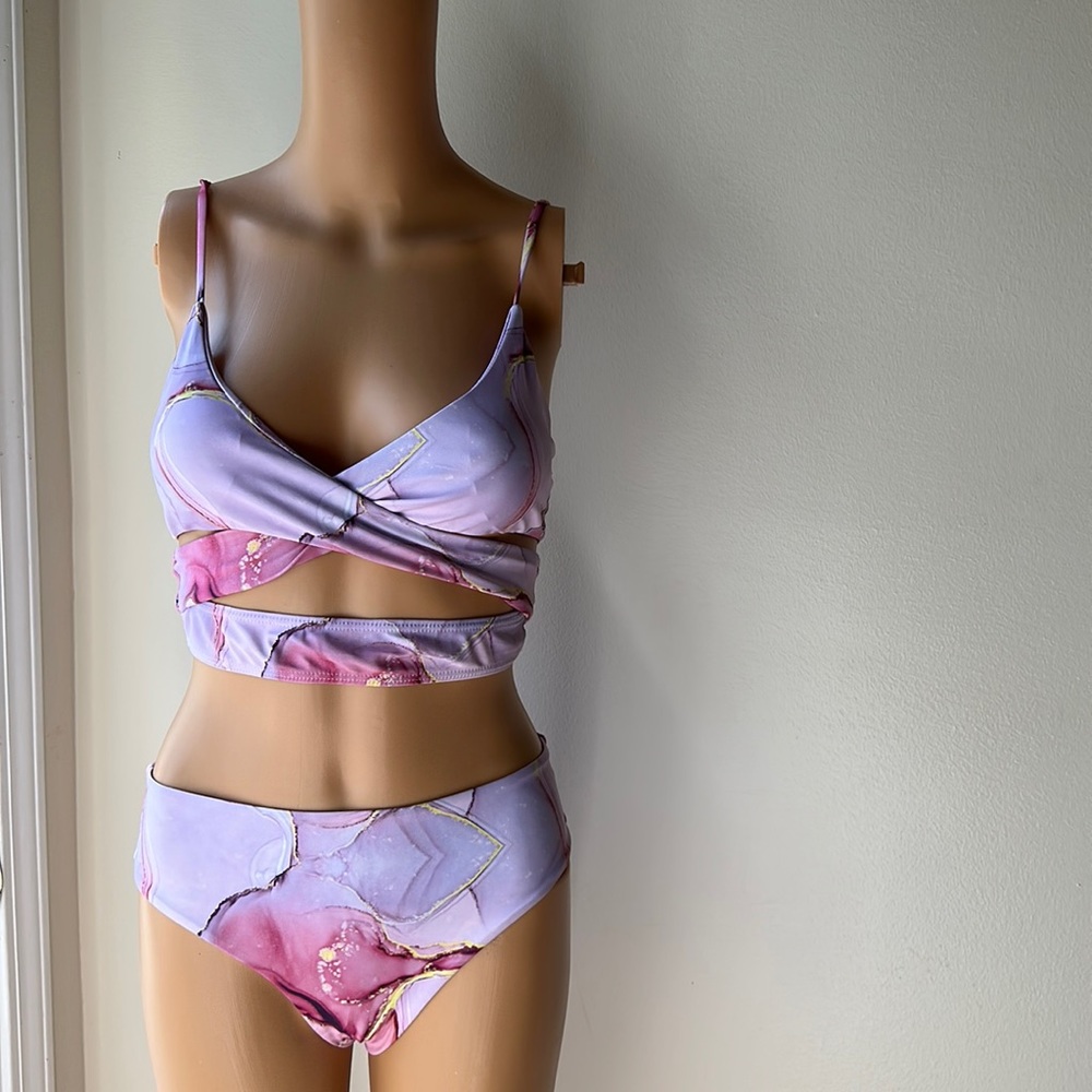 Pink and Purple Watercolor Bikini